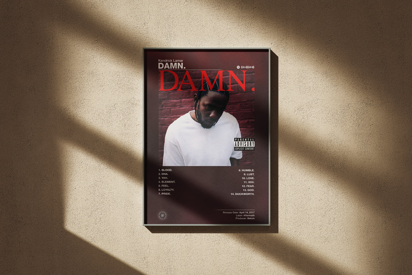 Kendrick Lamar - DAMN. | Album Cover Poster | Wall of Fame Prints