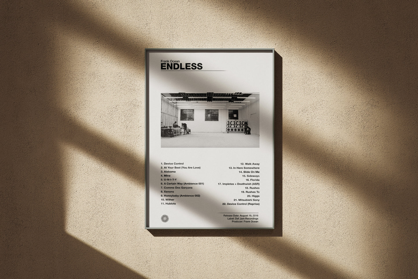 Frank Ocean - Endless | Album Cover Poster | Wall of Fame Prints