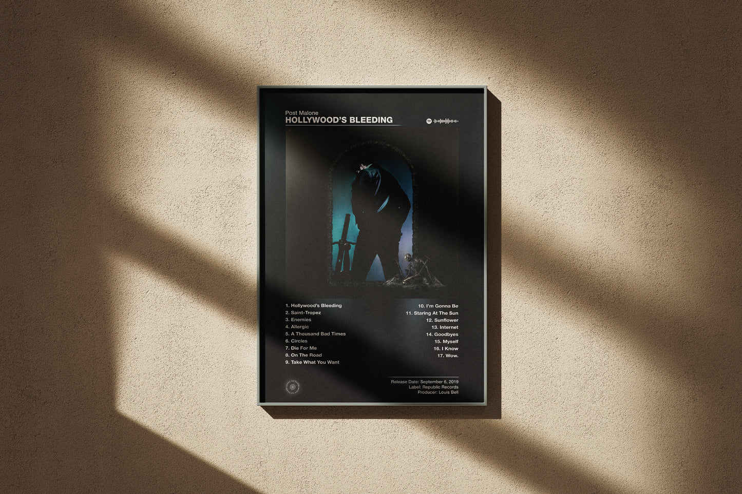 Post Malone - Hollywood's Bleeding | Album Cover Poster | Wall of Fame Prints