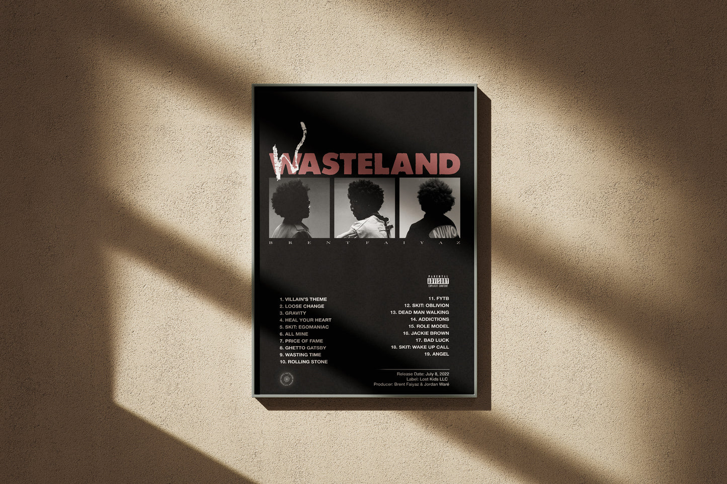 Brent Faiyaz - Wasteland | Album Cover Poster | Wall of Fame Prints