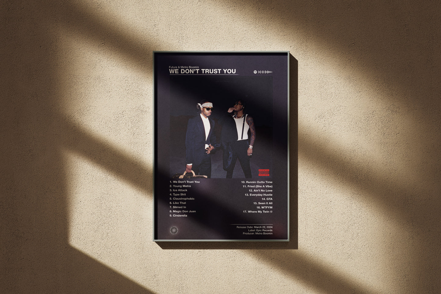 Future & Metro Boomin - We Don't Trust You | Album Cover Poster | Wall of Fame Prints