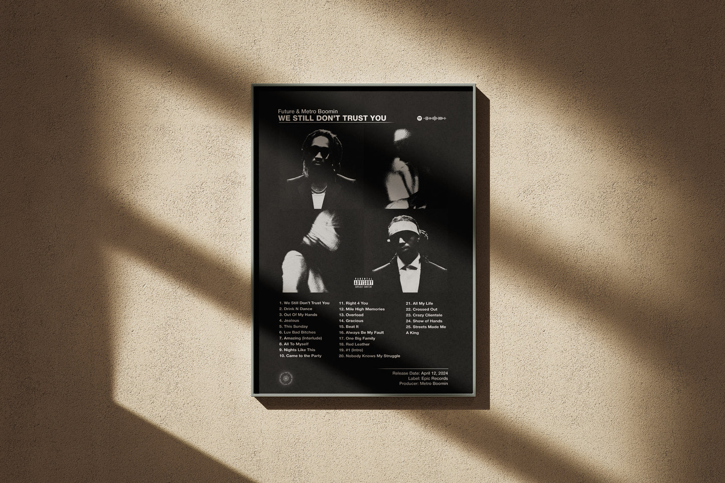 Future & Metro Boomin - We Still Don't Trust You | Album Cover Poster | Wall of Fame Prints